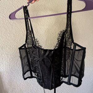 Victoria's Secret Black Lace Corset Crop Top